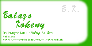 balazs kokeny business card
