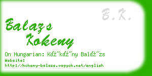 balazs kokeny business card